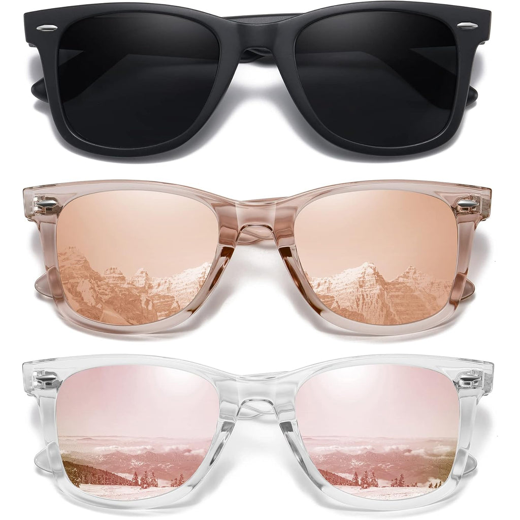 MEETSUN Retro Polarized Sunglasses for Women Men Classic Mirror Lens Driving Trendy Sun Glasses UV Protection (3 Pack)