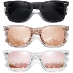 MEETSUN Retro Polarized Sunglasses for Women Men Classic Mirror Lens Driving Trendy Sun Glasses UV Protection (3 Pack)