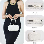 Women Pearl Clutches Noble Crystal Beaded Evening Handbag Chain Strap Shoulder Bag For Wedding Bridal Party Prom