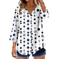 Ofeefan Button Down Shirts For Women 3/4 Length Sleeve Tops V Neck Blouses Business Casual Outfits Loose Fit