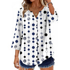 Ofeefan Button Down Shirts For Women 3/4 Length Sleeve Tops V Neck Blouses Business Casual Outfits Loose Fit