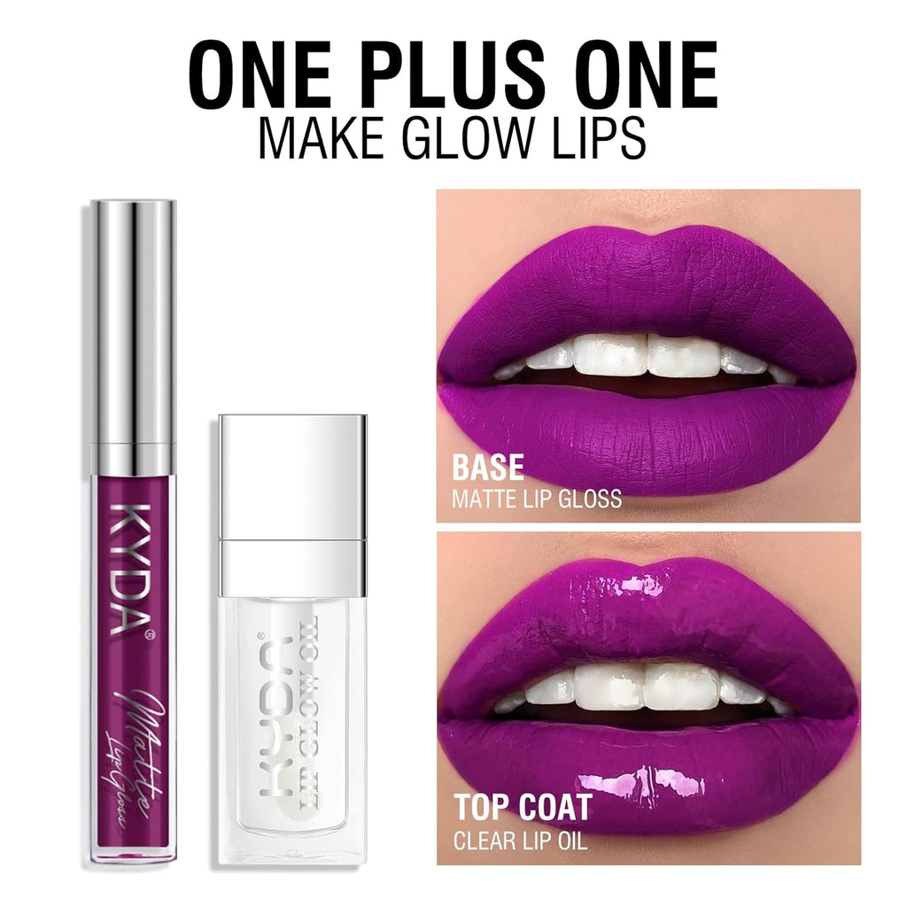 KYDA 10 Colors Matte Metallic Lip Gloss Set, Green Lipstick Metallic Lipstick Set, Non-Stick Cup Long Wear Lip Glaze, High Pigmented Lipstick Cosmetic Gift Kit for Glossy and Full Matte Lip Gloss