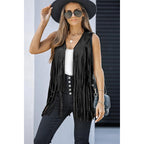 Dokotoo Womens Fringe Vest 70S Hippie Costume Sleeveless Cowgirl Western Outfits Faux Suede Tassel Leather Outerwear