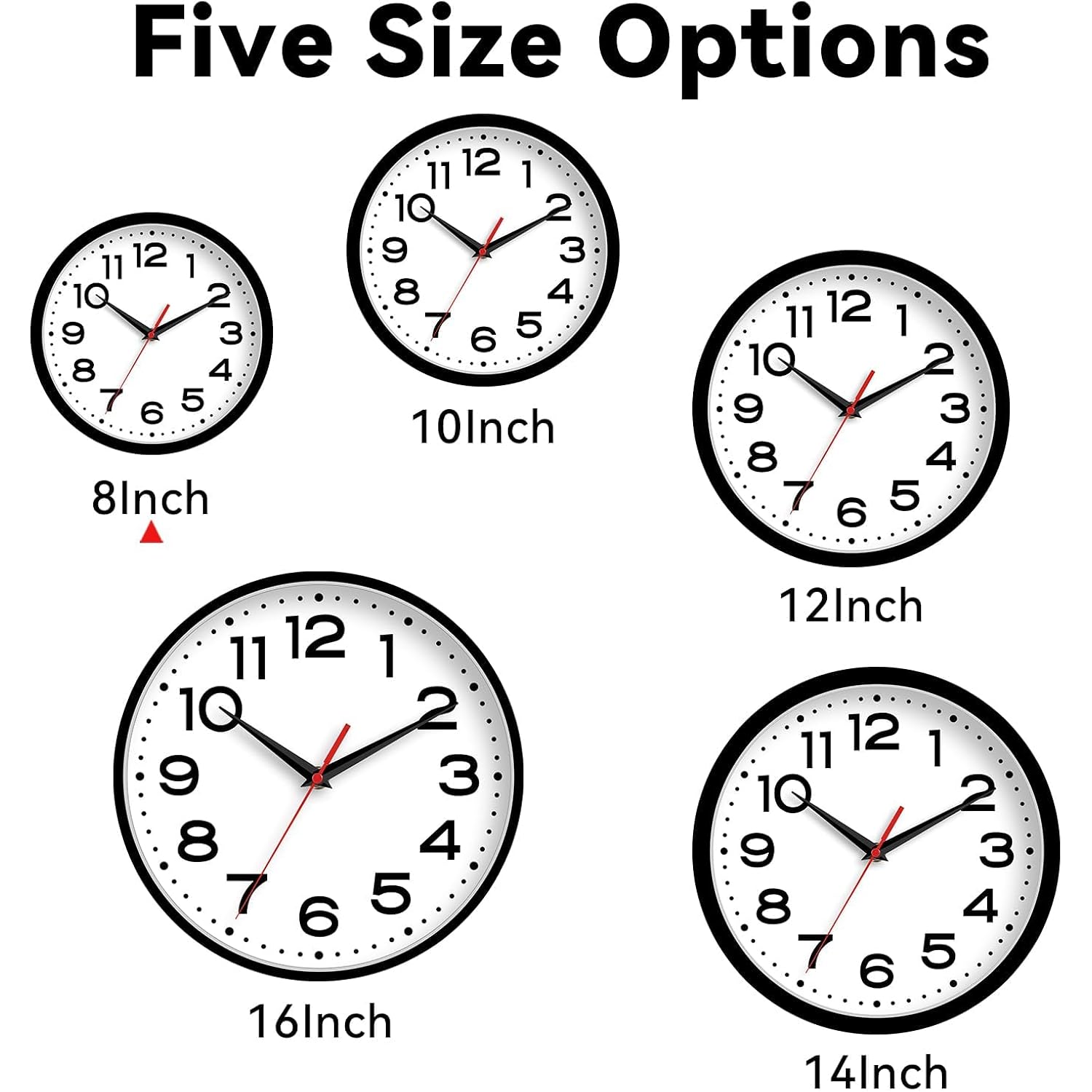 Roymnie Wall Clock Silent Non-Ticking Modern Clock Battery Operated 8 Inch Small Classic Analog Decorative For Classroom, Living Room, Office, Bedroom, School, Hotel (Black)