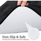 Bathroom Rugs Sets 3 Piece, Ultra Soft Velvet Memory Foam Bath Rugs, Non-Slip & Pvc Backing Bathroom Mat Set, Washable Quick Dry Bath Rug - Black