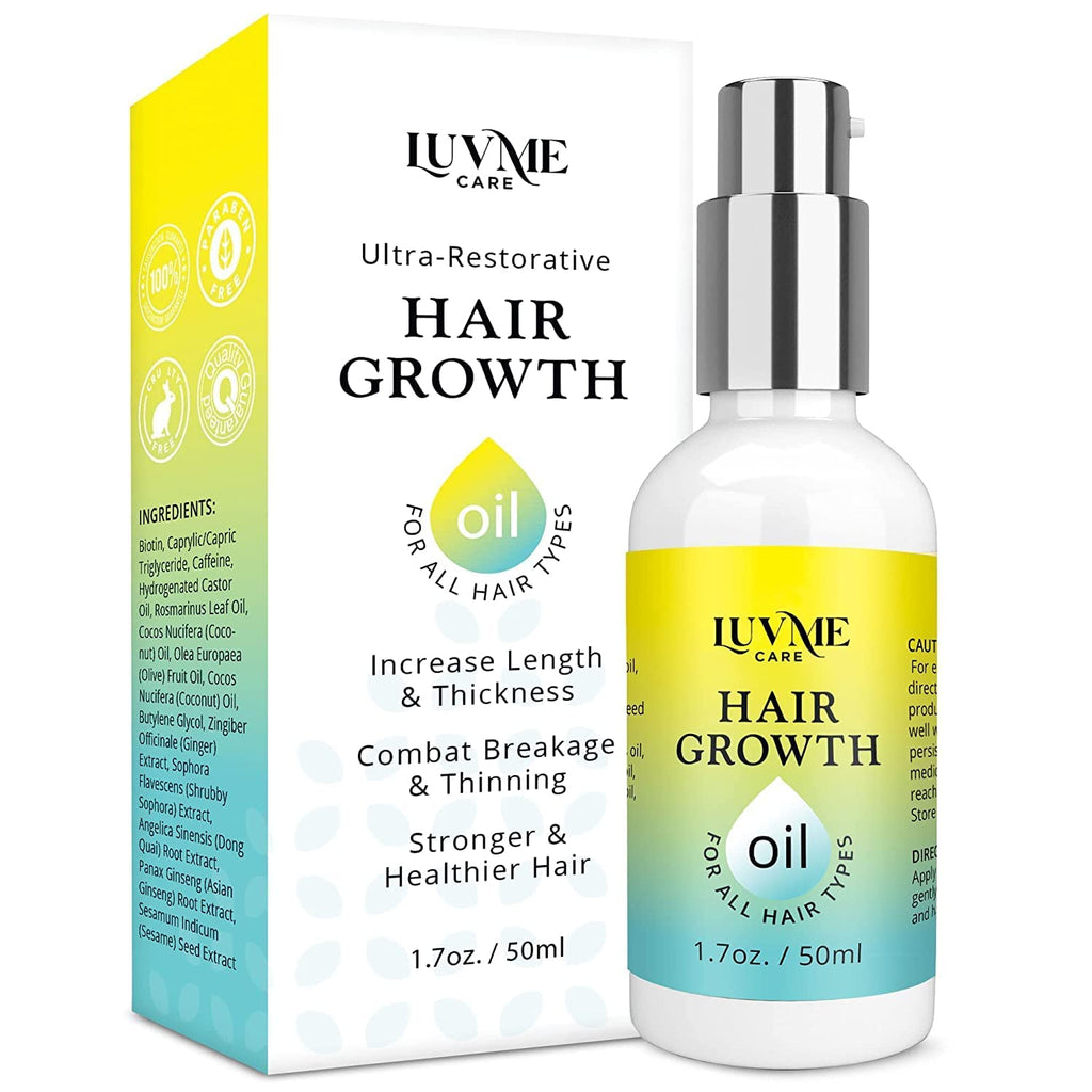 Luv Me Care Biotin Hair Growth Oil Hair Growth Serum For Thicker Longer Fuller Healthier Hair, Prevent Hair Loss & Thinning, All Natural Vitamin Rich Treatment, Women & Men, All Hair Types 1.7 Oz