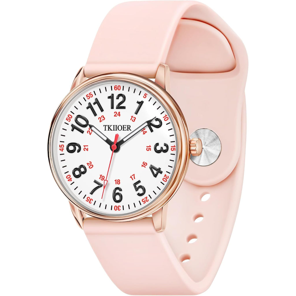 Nurse Watch For Nurse Medical Professionals Students Women Men, 50M Waterproof 12/24 Hour Military Time Luminous Easy Read Dial, Second Hand Watch For Nursing