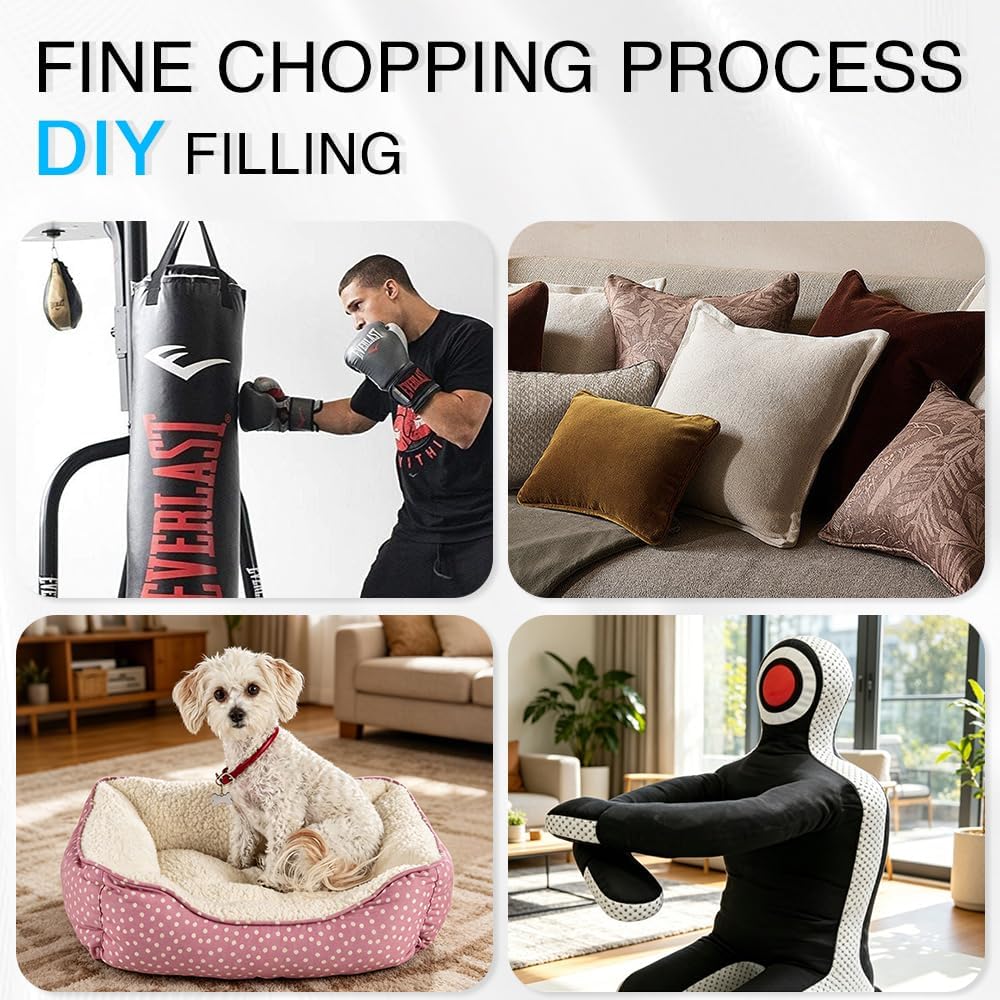 Hem Dgpy Bean Bag Filler 10Lbs, Shredded Memory Foam Filling For Bean Bag Chair Refill, Stuffing For Pillow, Punching Bag, Dog Bed, Cushions, Couch (Blue & White)