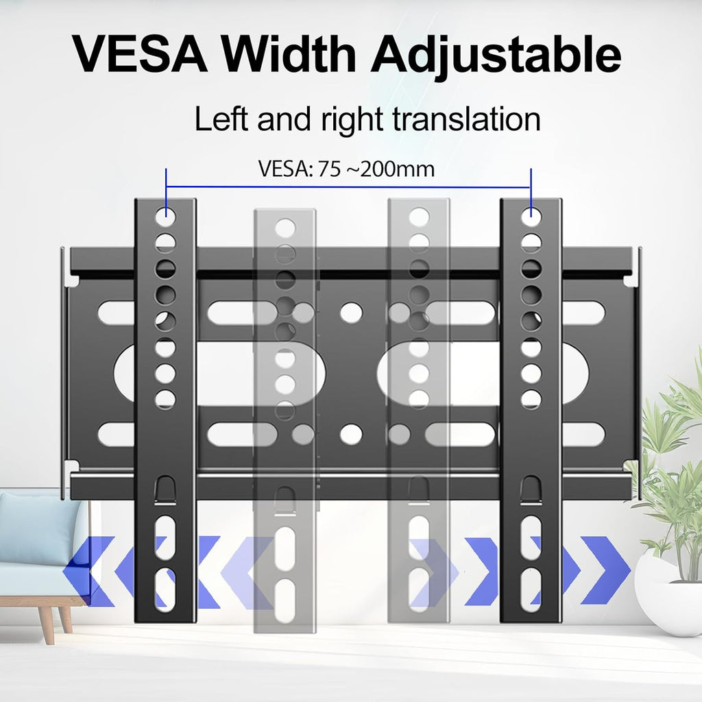 Fixed TV Wall Mount for 14-42" Flat Screen TVs, Small Wall Mount TV Bracket fit 19 24 28 32 35 39 40 inch, VESA Up to 200x200mm 55lbs Max Load, Easy Install Low Profile Monitor Mount Bracket