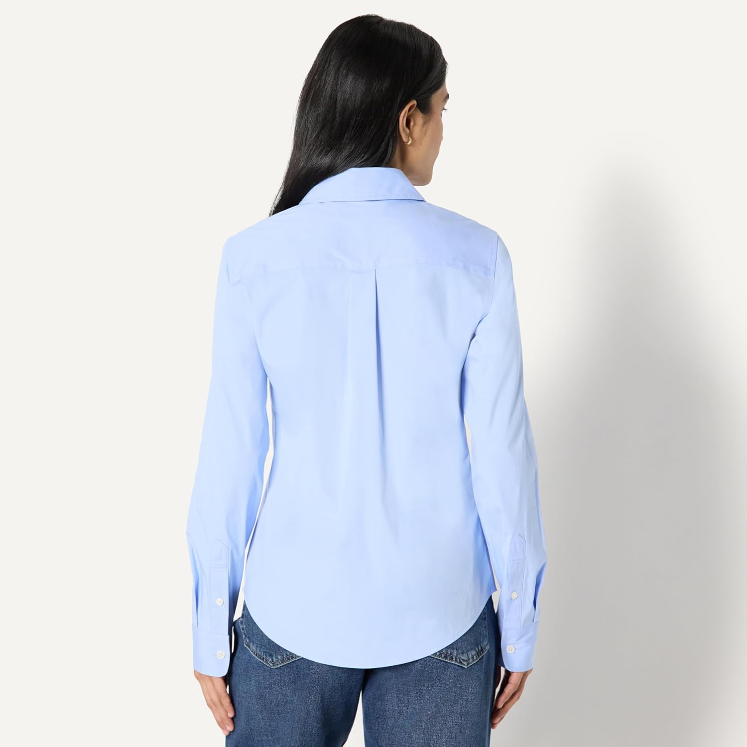 Women's Regular-Fit Stretch Poplin Button-Up Dress Shirt