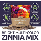 Zinnia Seeds - California Giants Mix - Large 1 Ounce Packet - 3,000 Flower Seeds - Mixed Colors And Large Blooms