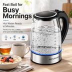 Megawise Electric Glass Kettle With Auto Shut-Off (1.8L)