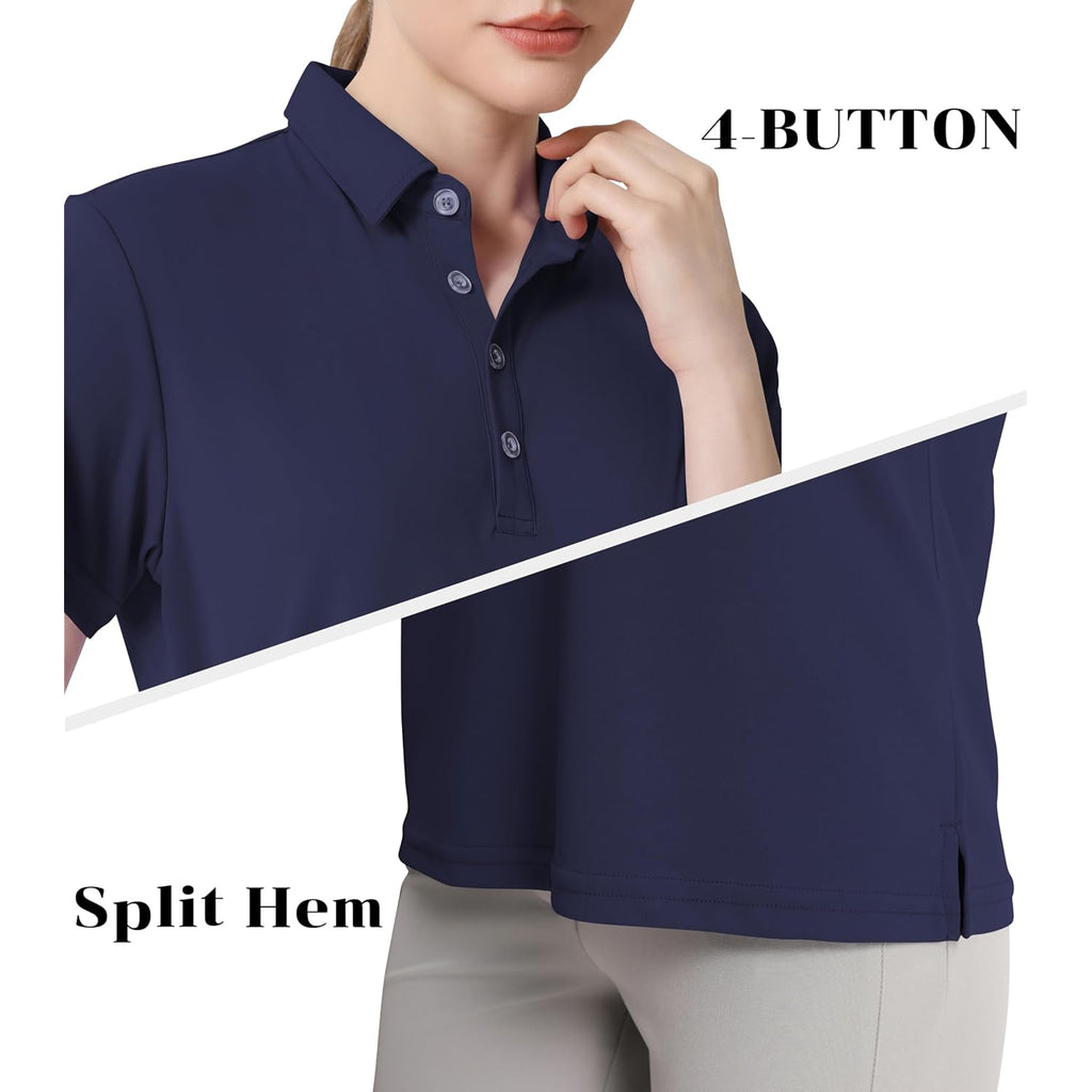 Women's Polo Shirts UPF 50+ Casual Sun Protection Work Quick Dry 4 Buttons Short Sleeve Collared Golf Shirt XS-3XL