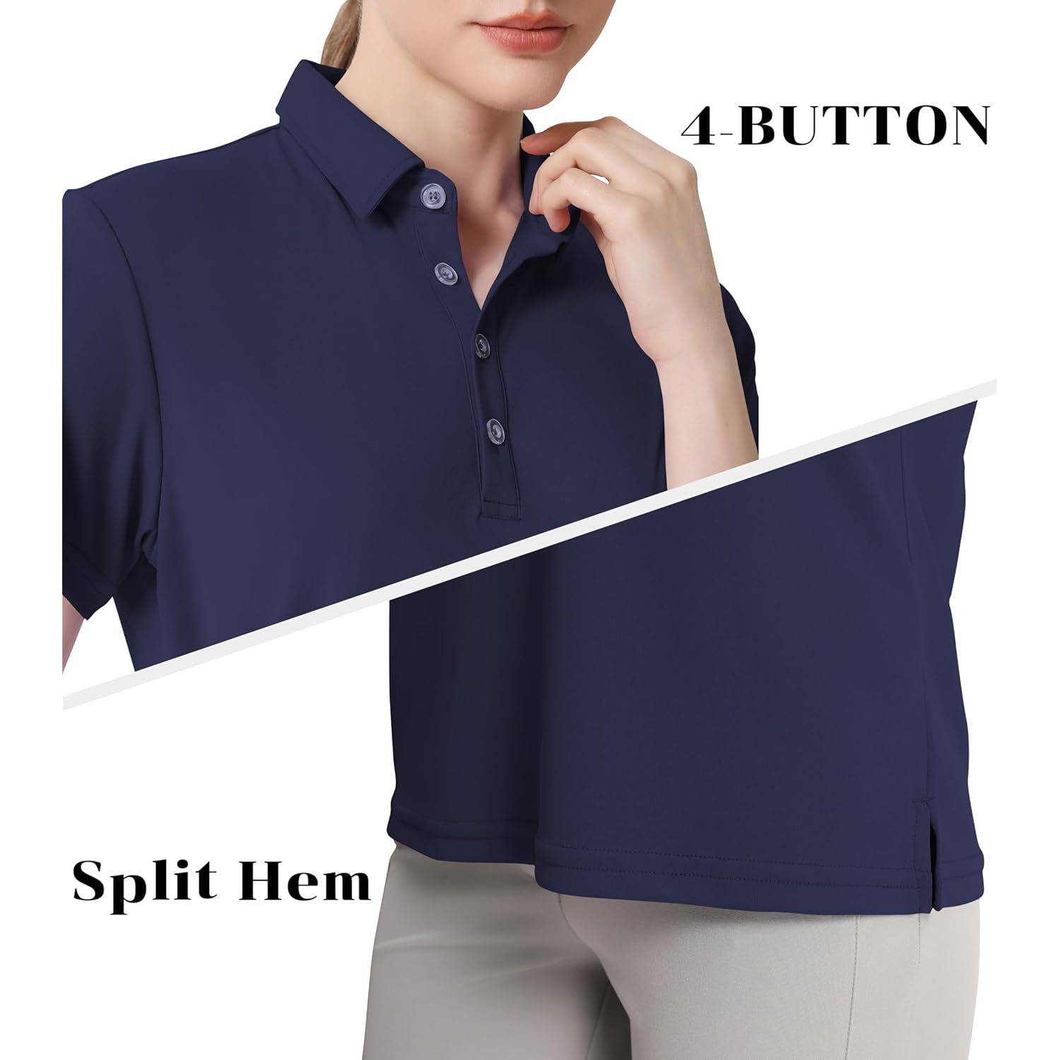 Women's Polo Shirts UPF 50+ Casual Sun Protection Work Quick Dry 4 Buttons Short Sleeve Collared Golf Shirt XS-3XL