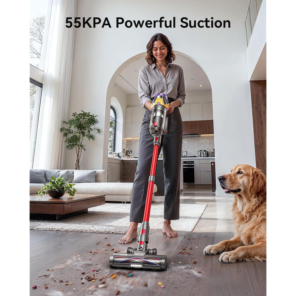 Cordless Vacuum Cleaner, Upgraded 55Kpa 650W 70Mins Stick Vacuum With Hurricane Mode, Self-Standing, Touch Screen, 1.8L Dust Cup, Anti-Tangle Wireless Vacumm, Vacuum Cleaners For Home/Pet Hair/Carpets