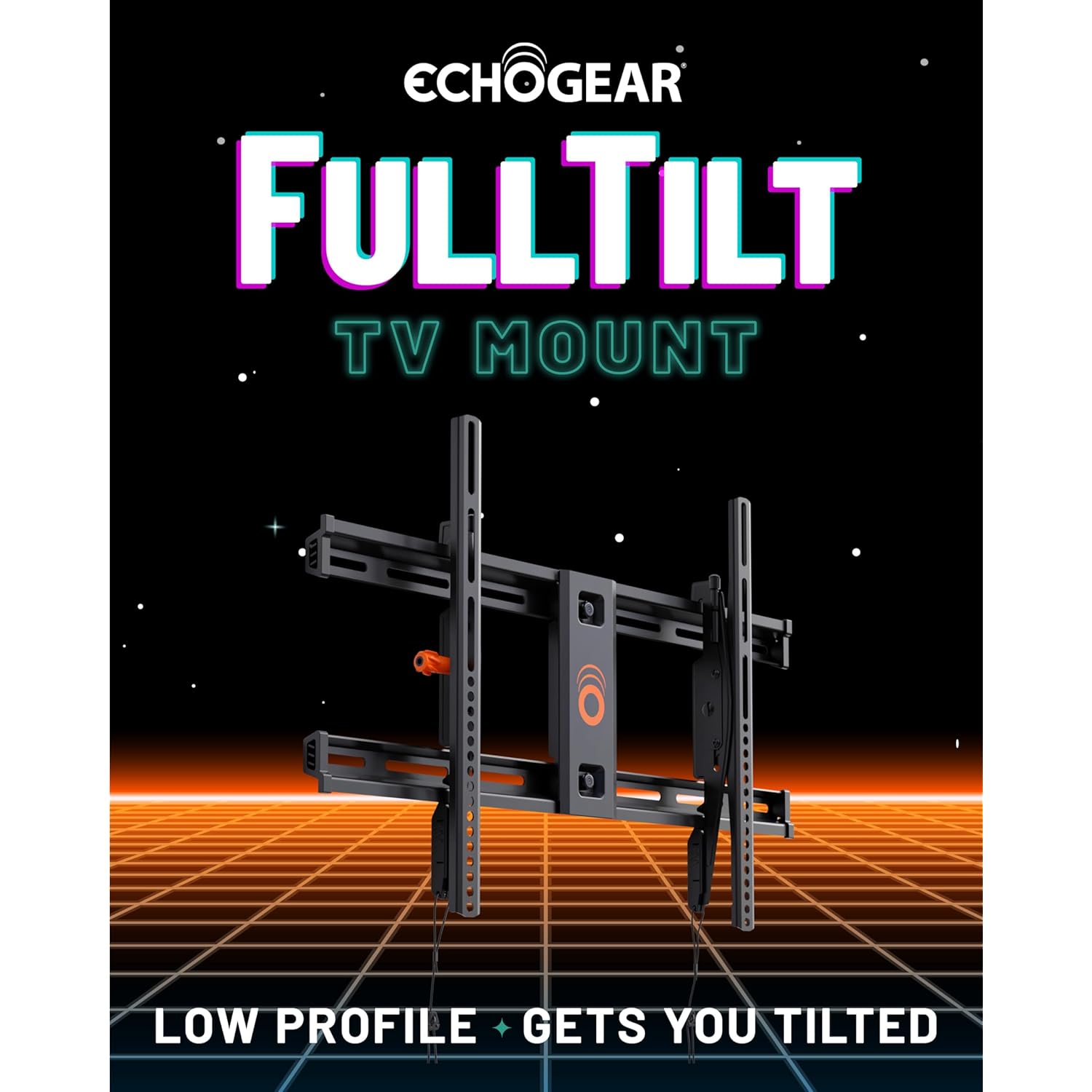 ECHOGEAR Wall Mount TV Bracket for TVs Up to 90" - Low Profile Design Tilts to Eliminate Glare - Includes Drilling Template & Can Be Leveled After Install - UL Listed for Safety