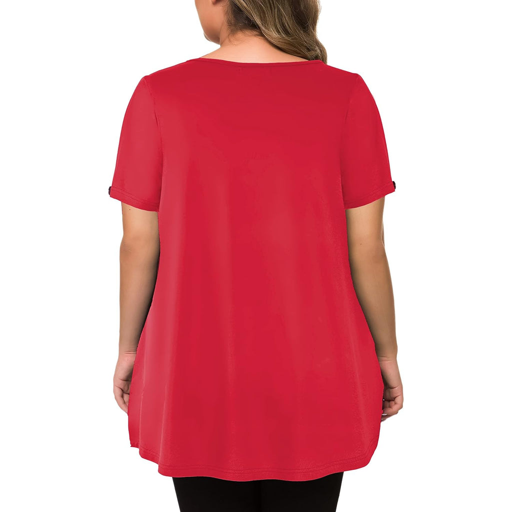 Maner Women'S Plus Size Tops Short Sleeve Flowy Shirts Casual Blouses Tunic Tops L-4Xl