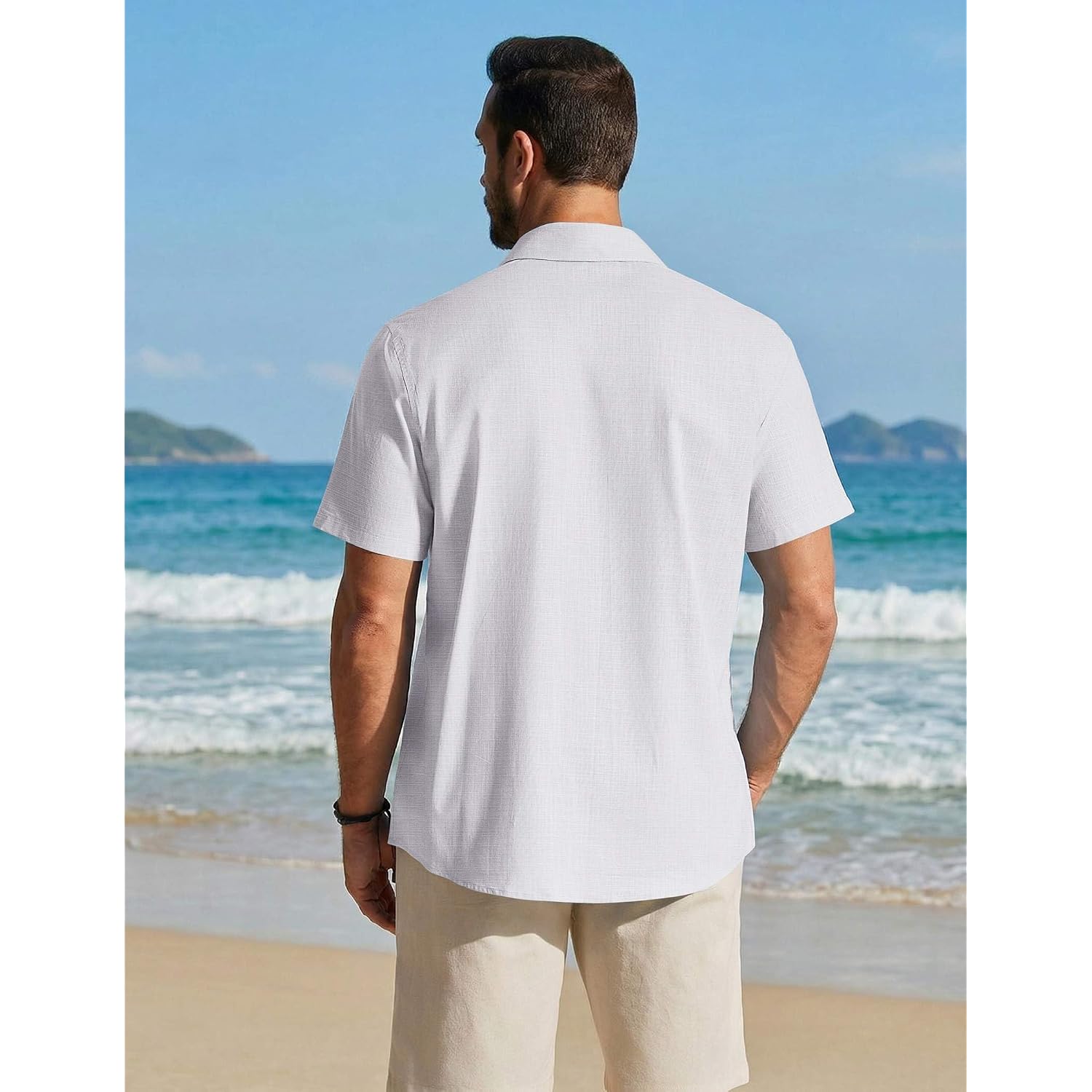Coofandy Men'S Button Down Shirt Short Sleeve Cotton Casual Summer Shirts Beach Vacation Linen Shirts For Men