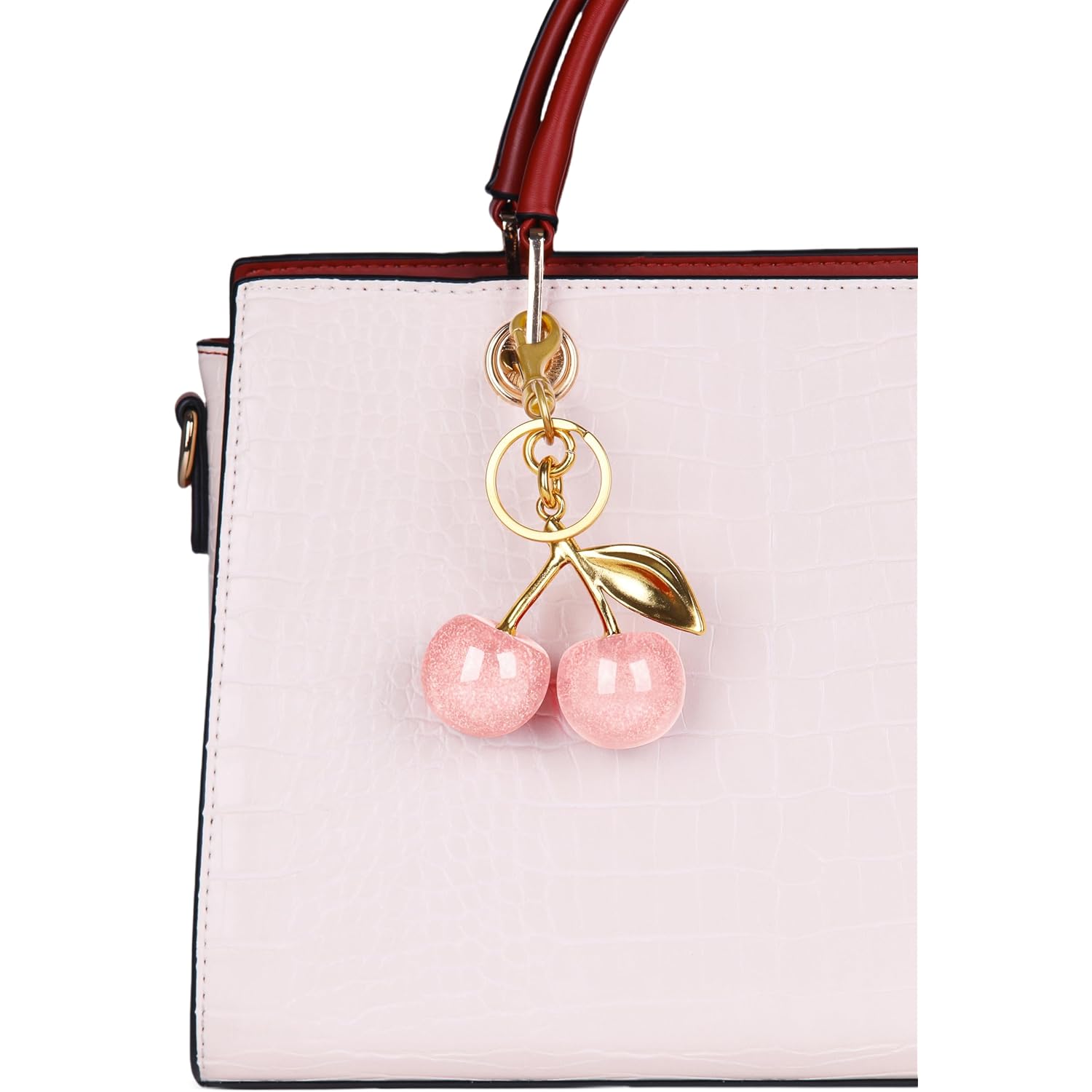OVRUNS Cherry Bag Charm Cute Cherry Accessories Sparkling Purse Charms for Women
