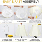 Medium Lamp Shades Set Of 2, Cream Lamp Shade For Floor Lamps Table Lamps, 6.1"Top X 13"Bottom X 9.6"High, Scalloped Lamp Shade With Petal Edge Braid, Spider, Harp Holders Included, Assembly Required