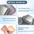 3 Pack Stainless Steel Snack Containers For Kids, Reusable Snack Containers With Silicone Lids, 2 Compartment Toddler Snack Containers For Daycare, School Lunch And Travel, 15 Oz
