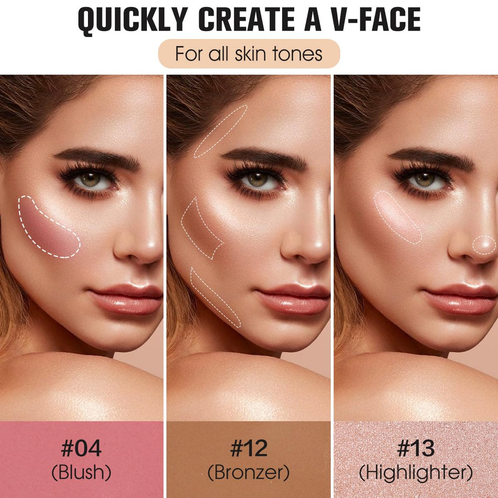 16 Colors Contour Palette Make Up - Blush Highlighters Bronzer Powder All In One Makeup Palettes Contour Kit - Face Cosmetics Gifts For Women Beauty For Festivals (Set1)