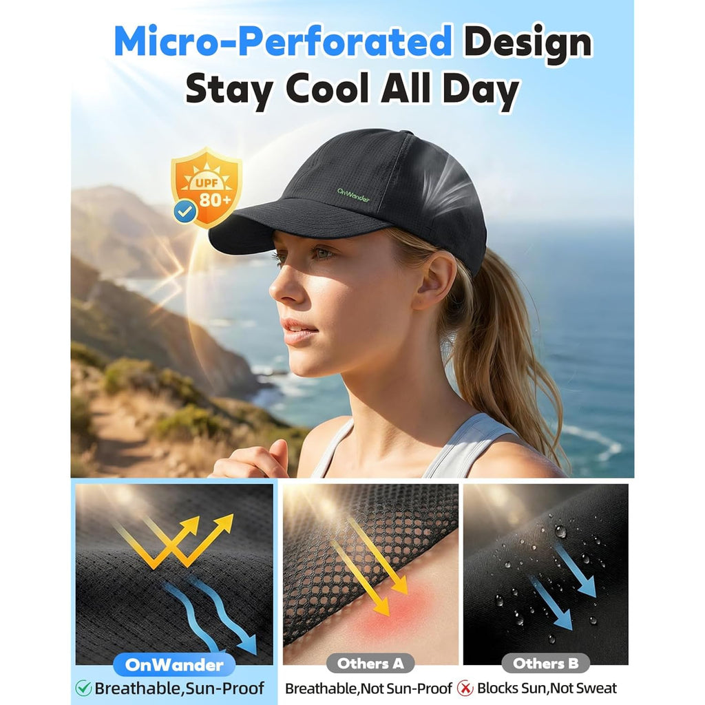 Lightweight Golf Hat For Women Men, Upf 80+ Sun Protection Cap, Breathable Quick-Dry Baseball Cap For Running Sport
