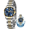 Olevs Luxury Ladies Watches,Women'S Watch With Day And Date,Female Watch For Small Wrist,Gold Stainless Steel Watches For Women,Easy Read Ladies Wrist Watches Waterproof（Adjustable Strap