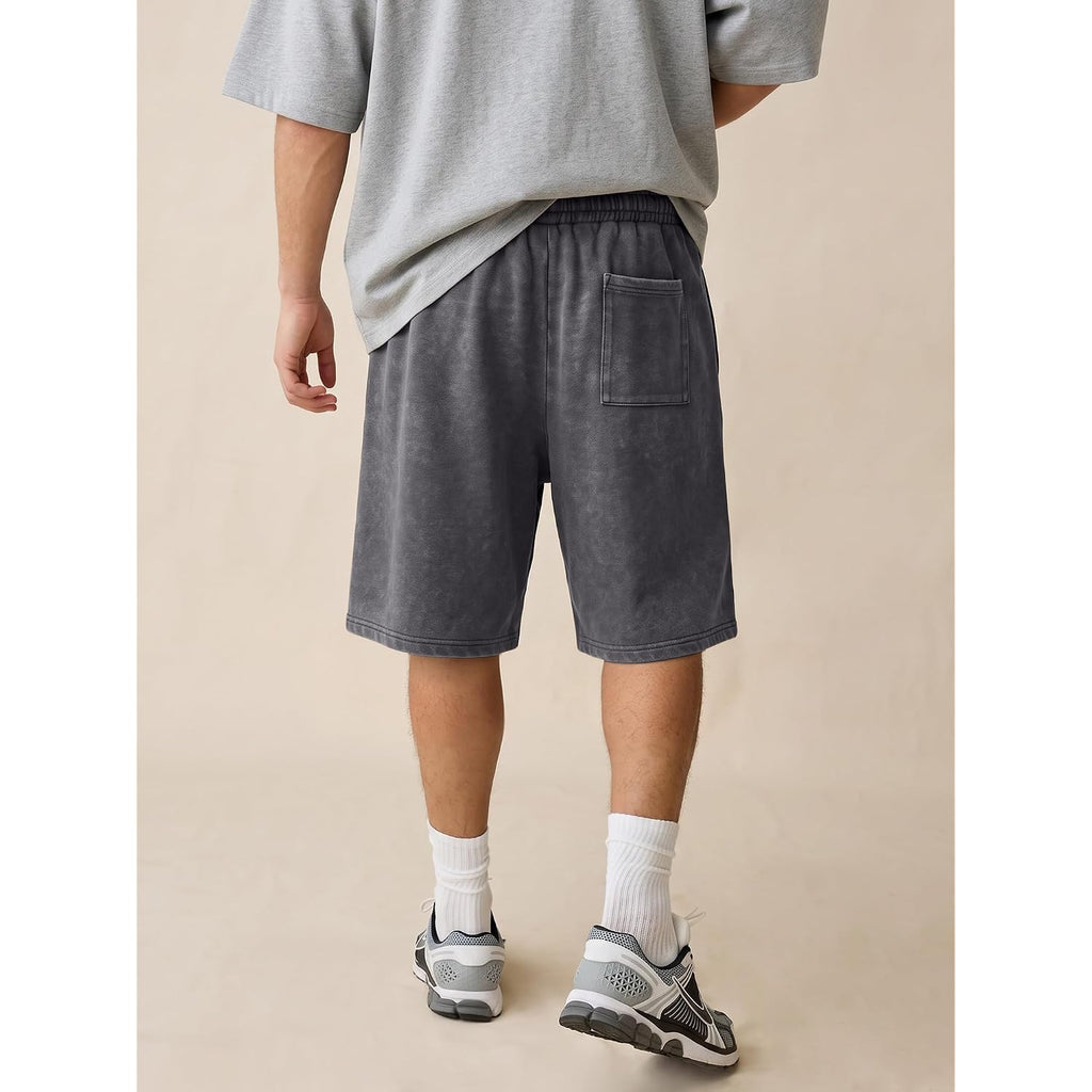 Jmierr Men'S Baggy Vintage Acid Wash Cotton Streetwear Relaxed Sweat Shorts | Loose Fit, Drawstring Elastic Waist, Deep Side Back Pockets, Casual Wear, Retro Loungewear, Y2K Fashion, Summer Outfits