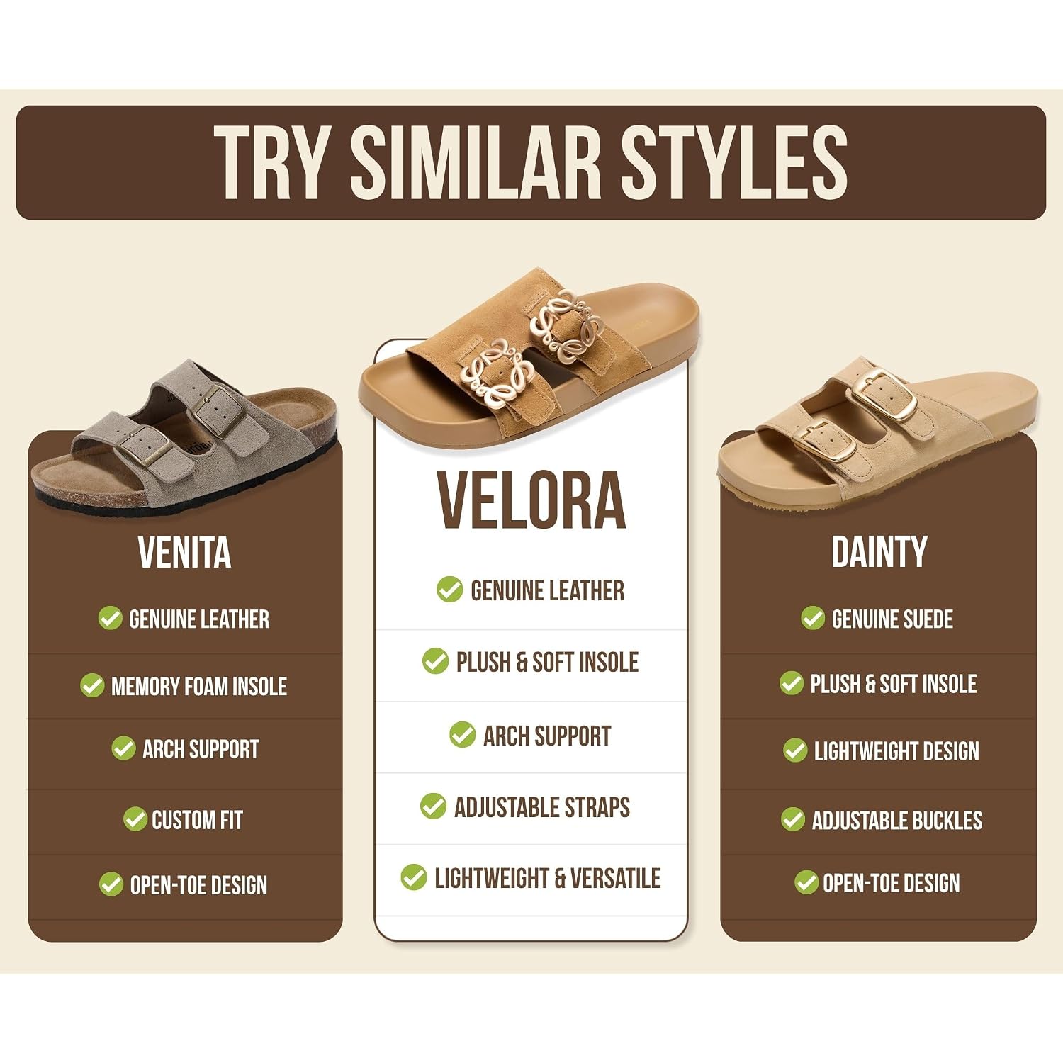 Project Cloud 100% Genuine Leather Womens Sandals Dressy - Lightweight & Non-Slip Women'S Flats Sandals Women With Plush & Soft Insole Slides Sandals For Women 2026 (Velora)