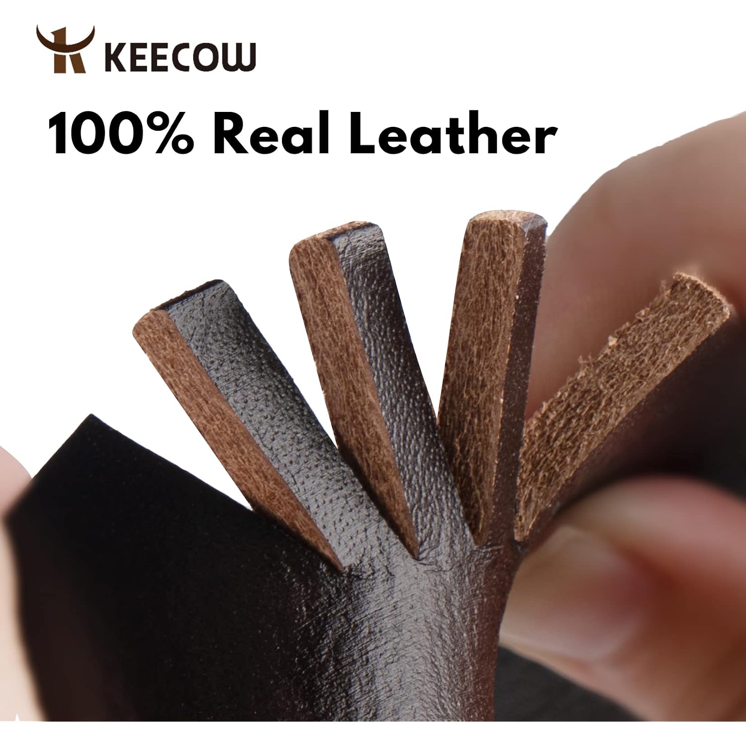 Keecow Men'S 100% Italian Cow Leather Belt Men With Anti-Scratch Buckle,Packed In A Box