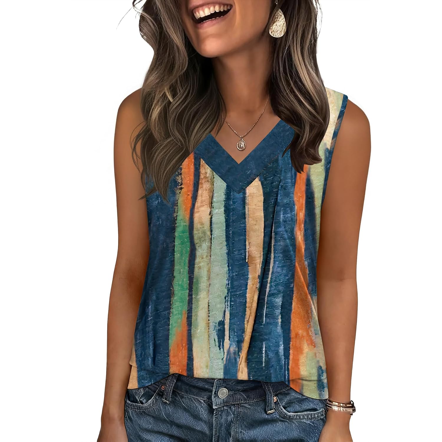 Zeagoo Tank Top For Women V Neck Loose Fit Sleeveless Summer Tops Business Casual Outfits Dressy Blouses Shirts