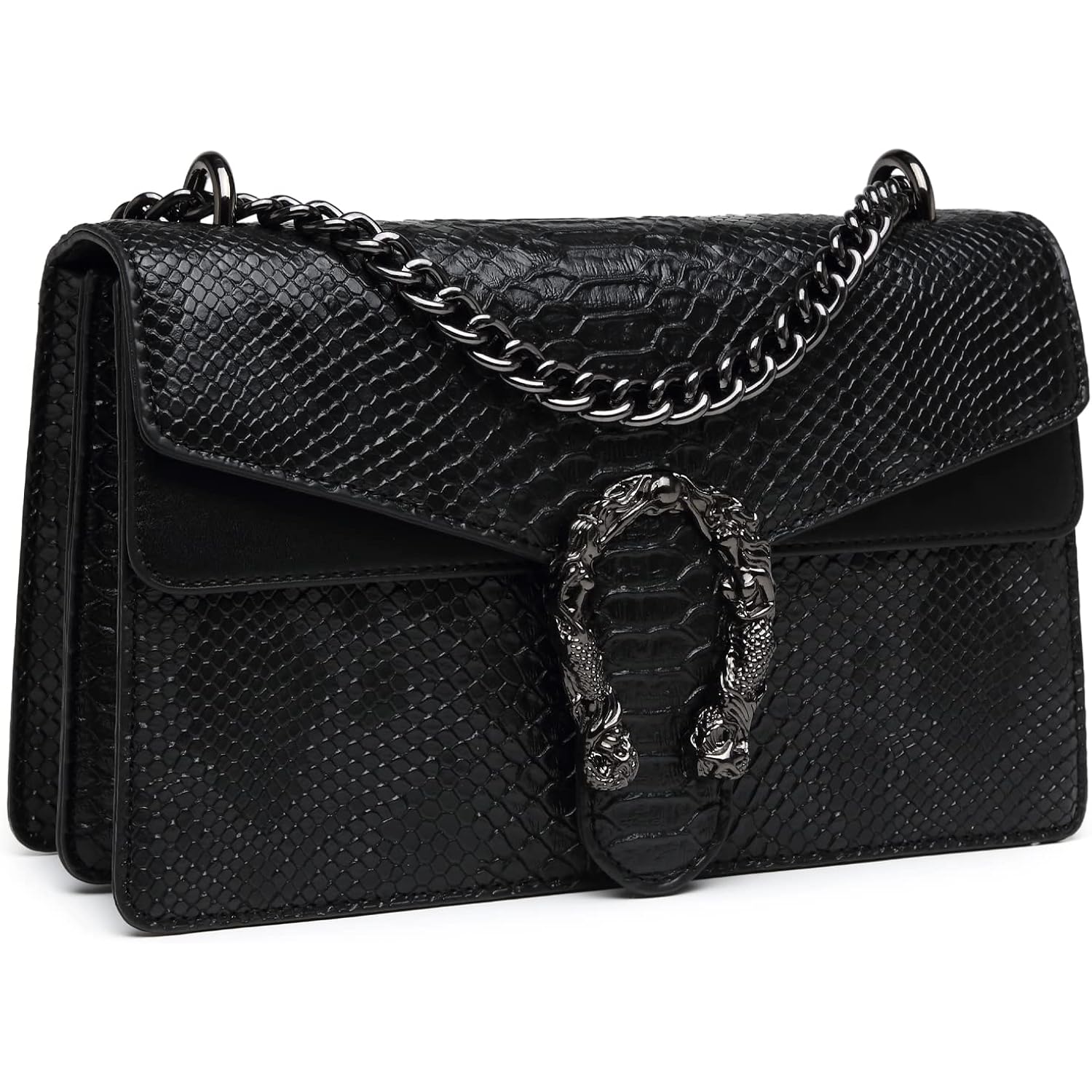 MYHOZEE Crossbody Bags for Women - Snake Printed Clutch Purses Leather Chain Shoulder Bags Evening Handbags