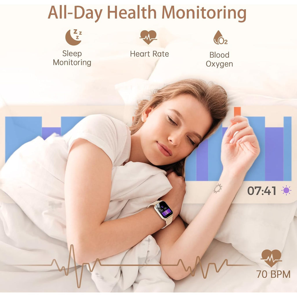 Smart Watches For Women, 1.91" Hd Fitness Tracker (Answer/Make Calls), Ip68 Waterproof, 120+ Sport Modes With Heart Rate And Sleep Monitor, Fitness Watch For Iphone/Android