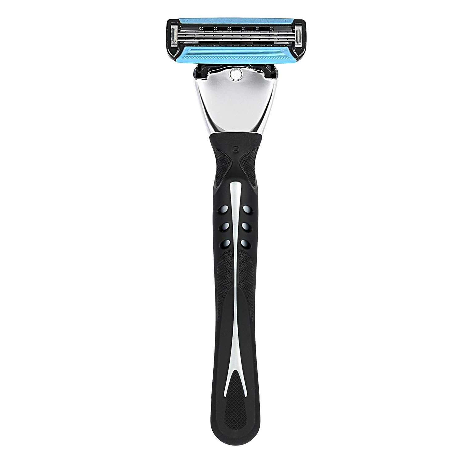 Amazon Basics 3-Blade Motion Sphere Razor for Men with Dual Lubrication, Pivoting Head for Comfortable Shave, Handle & 20 Cartridges, 21 Piece Set, Black (Previously Solimo)