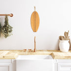 Totally Bamboo Lil Surfer Small Surfboard Cutting Board And Charcuterie Board, Bamboo Serving Platter With Wall Hang Tie, 14.5" X 6"