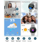 Small Smart Watch for Women with Bluetooth Call, 1.27” Ladies Smart Watch,120+ Sports Modes Step Counter Fitness Watch, HR/BP/SpO2 Sleep Monitor, IP68 Waterproof Smartwatch for Android/iOS Silver