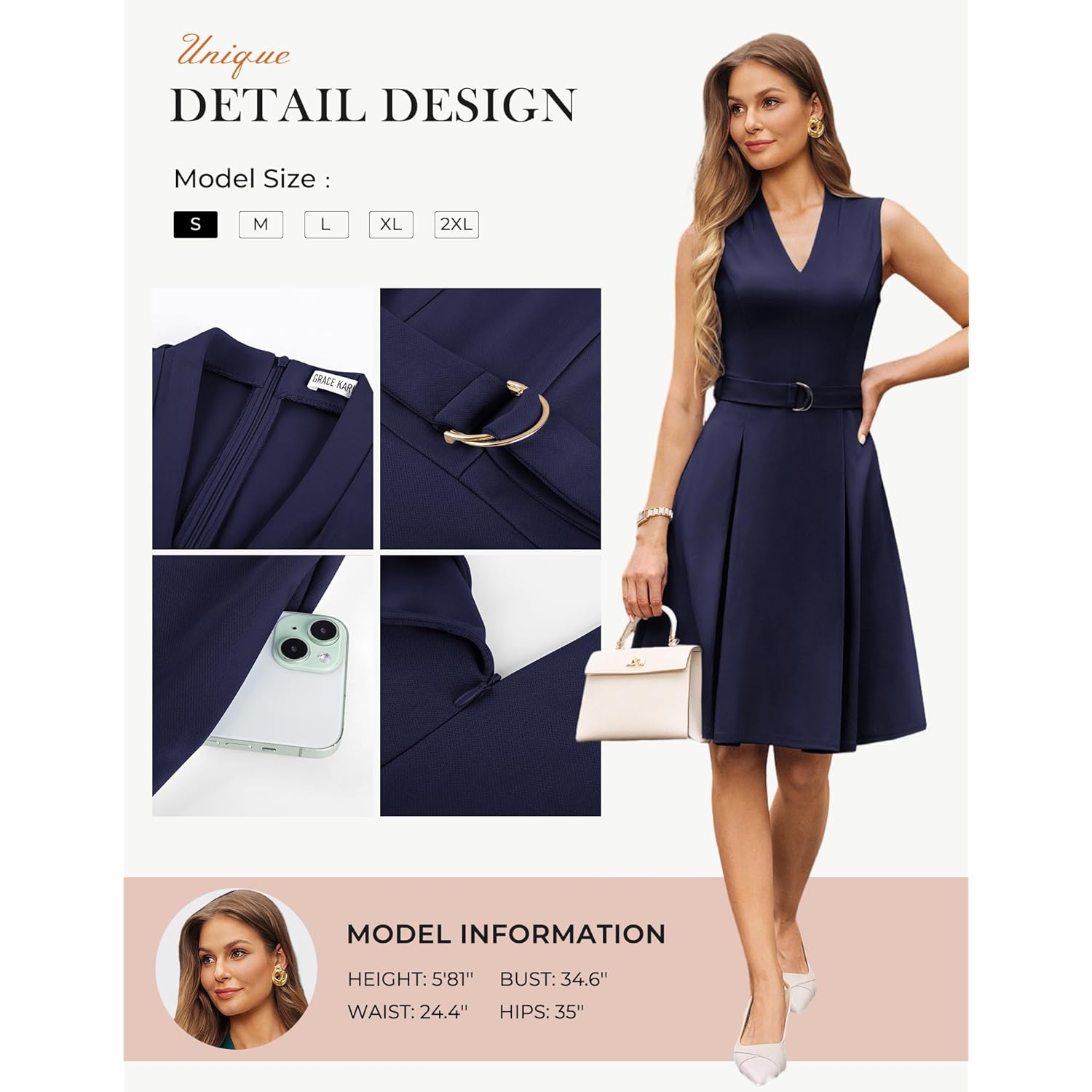 Women's Wear to Work Dresses 2026 Business Office Fit and Flare Midi Dress Church Outfits with Pockets