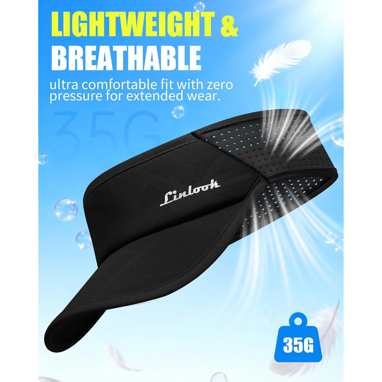 Sports Sun Visor for Men & Women Breathable Mesh, Stretchy Foldable Cooling Visor Hat for Running, Golf, Tennis, Hiking
