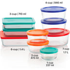 Pyrex Simply Store (9-Pack) Mixed Sized Glass Food Storage Set, Round & Rectangular Containers With Plastic Lids, BPA-Free, Dishwasher & Microwave Safe