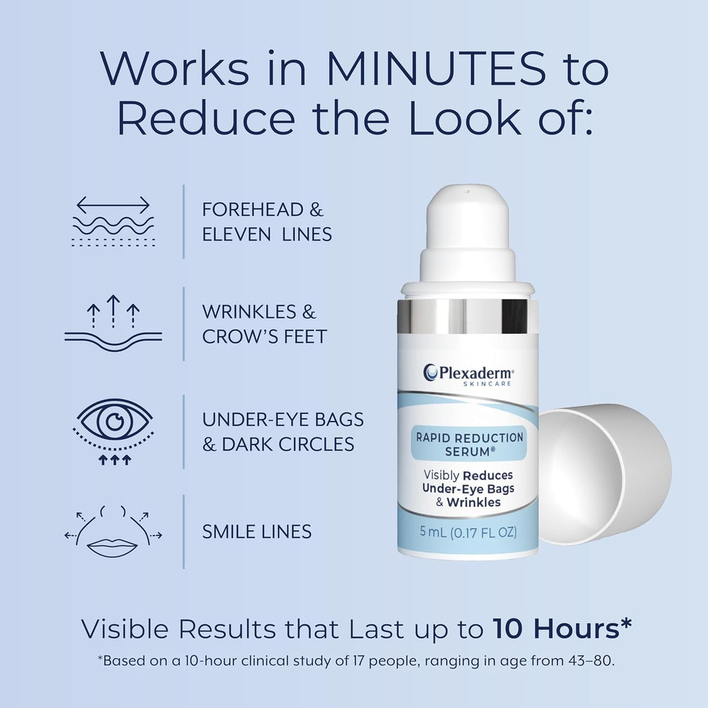 Plexaderm Rapid Reduction Eye Serum - Visibly Reduces Under-Eye Bags, Wrinkles, Dark Circles, Fine Lines & Crow'S Feet Instantly, Anti Aging Wrinkle Remover For Face, Pump