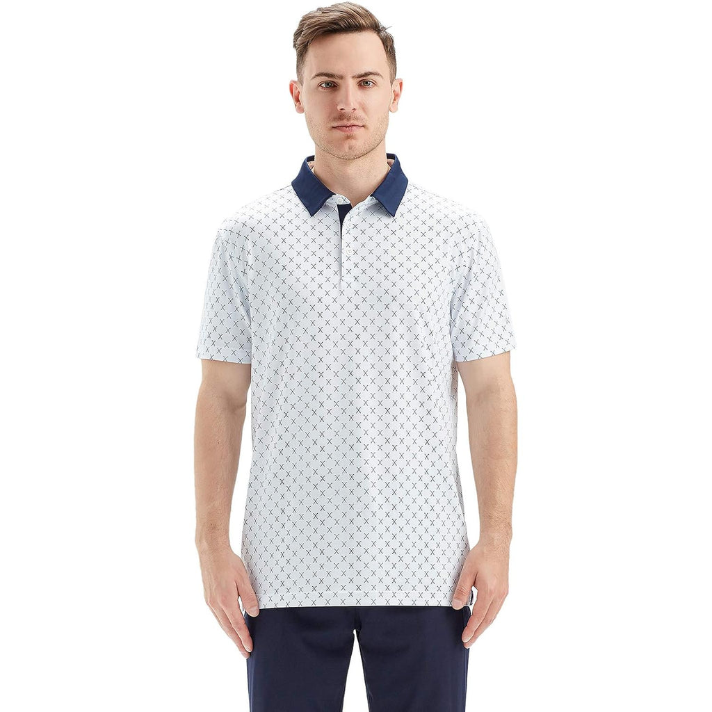 Golf Shirts For Men Dry Fit Short Sleeve Print Performance Moisture Wicking Polo Shirt