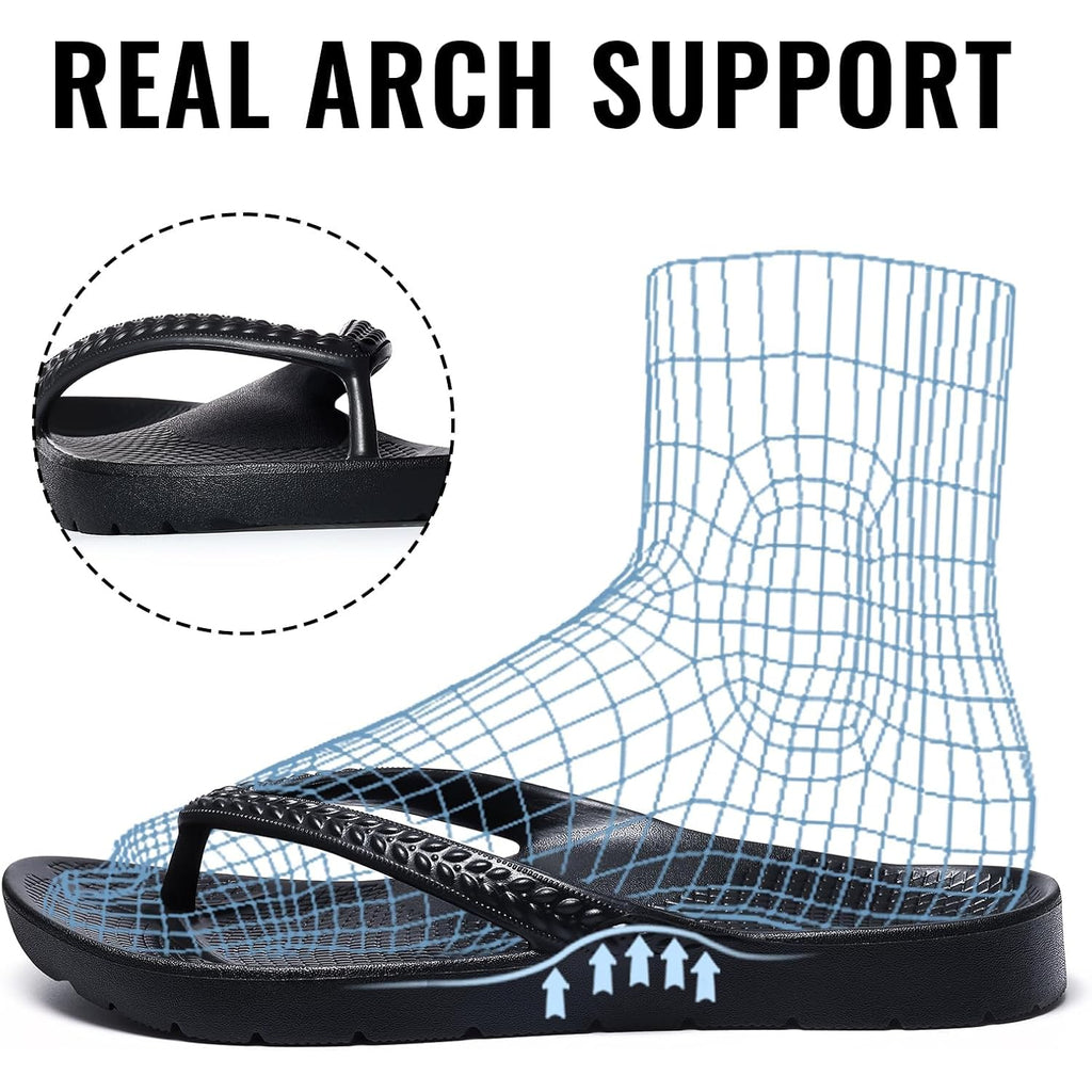 Litfun Women'S Arch Support Flip Flops For Plantar Fasciitis Orthopedic Thong Sandals Comfortable Summer Beach Pool Slides