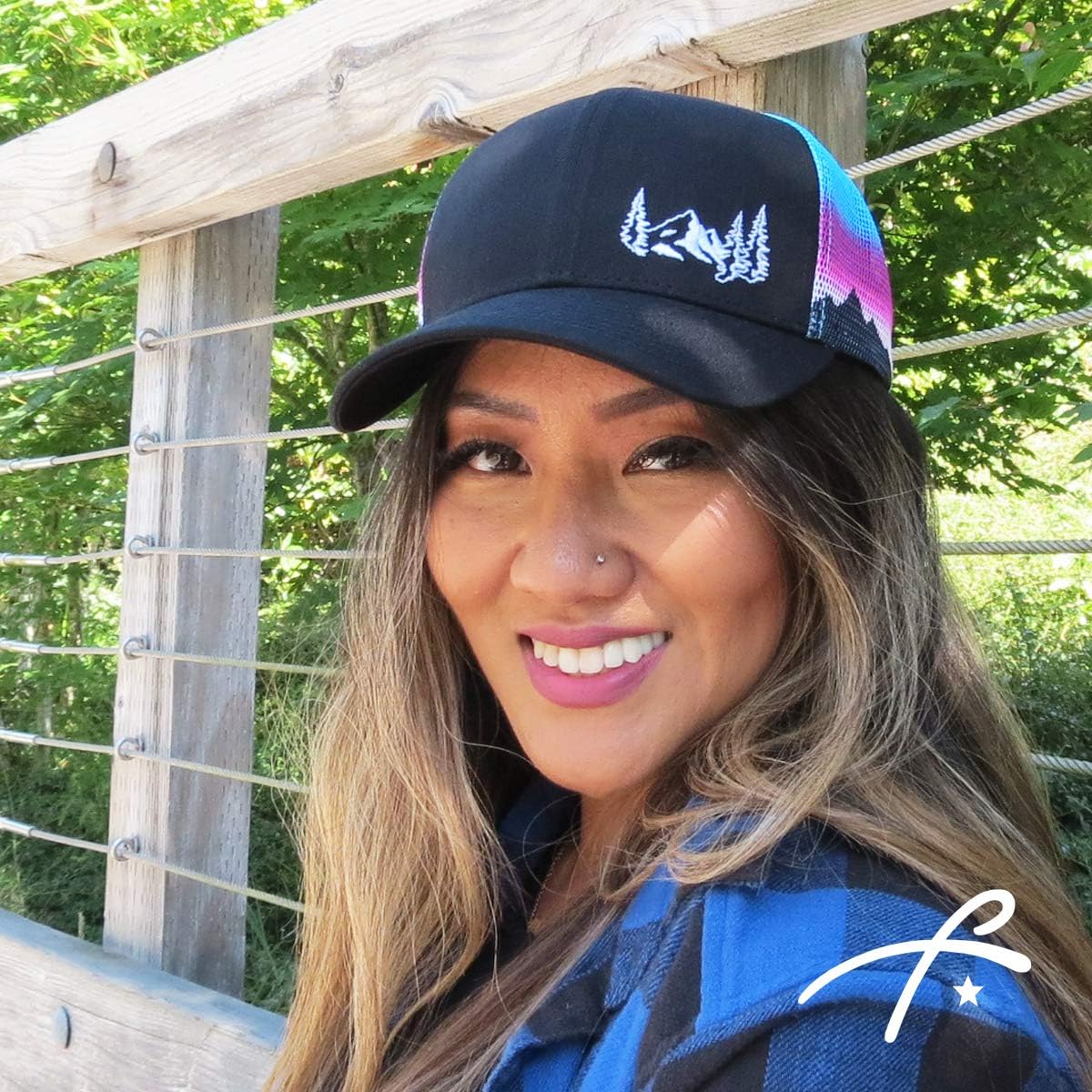 Grace Folly Beach Trucker Hats for Women- Snapback Baseball Cap for Summer Mountain Mesh Print