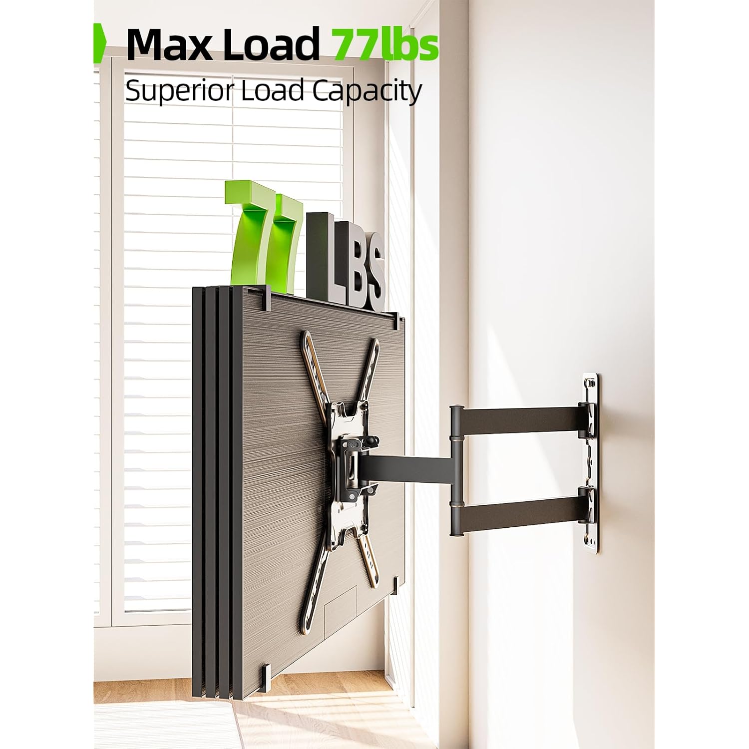 USX Mount TV Wall Mount for Most 26-60 Inch TVs up to 77 lbs, Full Motion Wall Mount TV Bracket with Swivel Tilt Single Stud Design for Corner, Max VESA 400x400mm fit Most 32 40 42 43 50 55 60 TVs