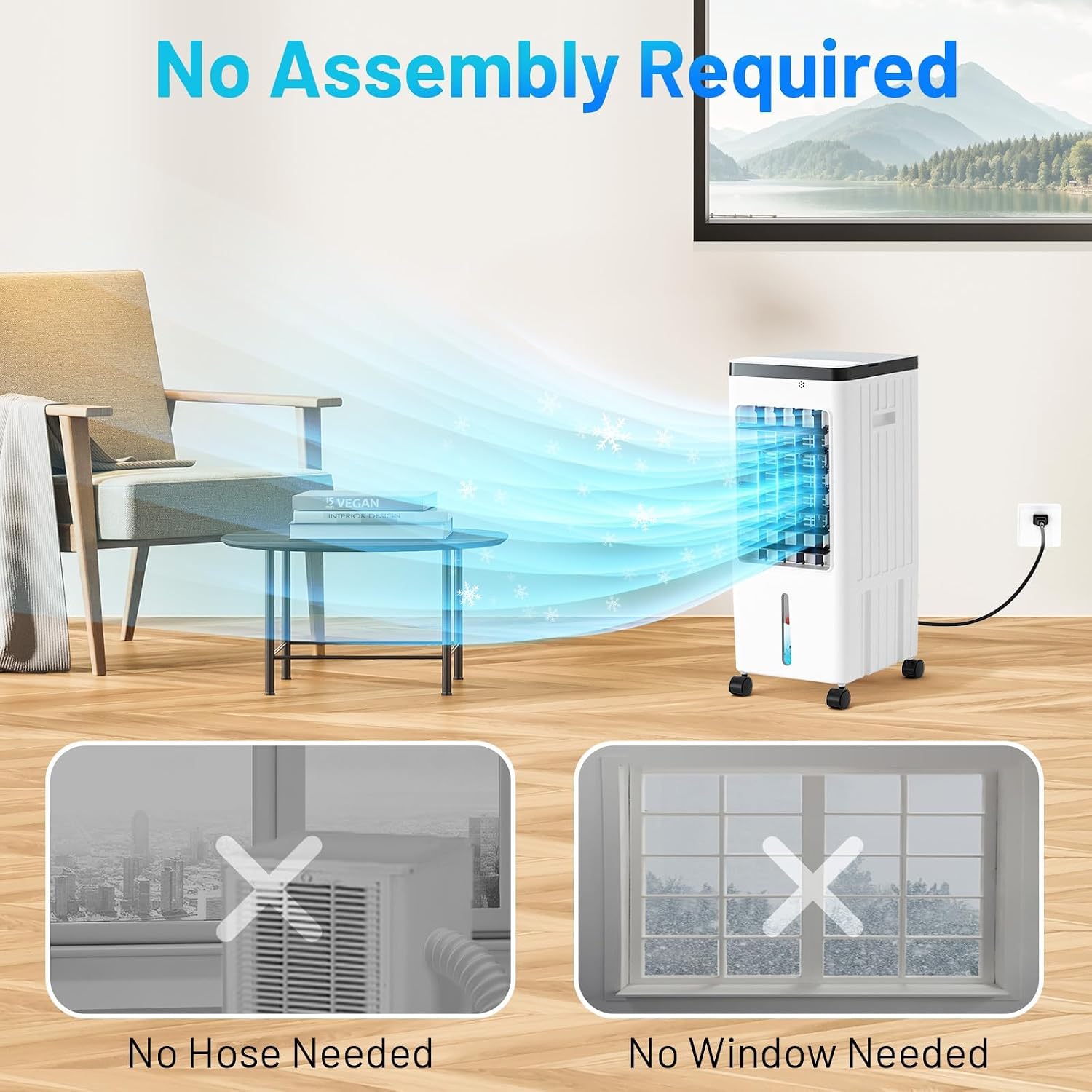 Portable Air Conditioners,Evaporative Swamp Air Cooler 3-In-1 Free Standing Cooling Ac Unit With Fan & Humidifier,Windowless Portable Ac Unit With Remote, Fast Cooling, 7H Timer For Bedroom,Office