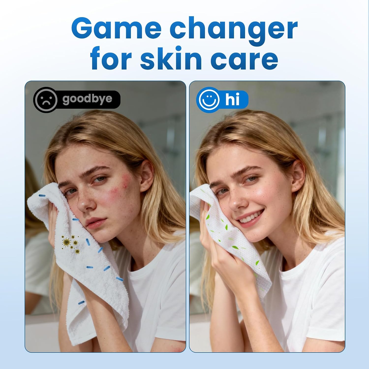 Borje Face Towels Xl, Disposable Face Towel 10" X 12", 100 Count (2 Packs Of 50), 100% Usda Biobased Facial Towelettes, Ultra Soft & Hygienic Makeup Remover Dry Wipes For Women Cleansing