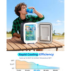 Mini Fridge, 4 Liter/6 Can Portable Cooler And Warmer Fridge For Drinks Skincare Food – Fast Cooling & Ultra-Quiet, Small Compact Refrigerator For Bedroom, Cosmetics, Office And Car(Black)