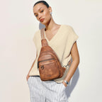 7L Sling Bag For Women Men Vegan Leather Crossbody Bags Fanny Pack Purse Backpack Over Shoulder Bag Travel Anti Theft