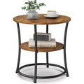 Vasagle 21.7-Inch Round Side Table, 2-Tier End Table | Nightstand With Steel Frame, Spacious Top, For Small Spaces, Living Room, Bedroom, Rustic Brown And Ink Black Ulet56Bx